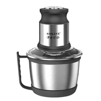 Tocator electric Sokany SK-7027, 4 lame din otel inoxidabil de inalta calitate, 800 W, 3L, recipient din Inox, Negru/Inox