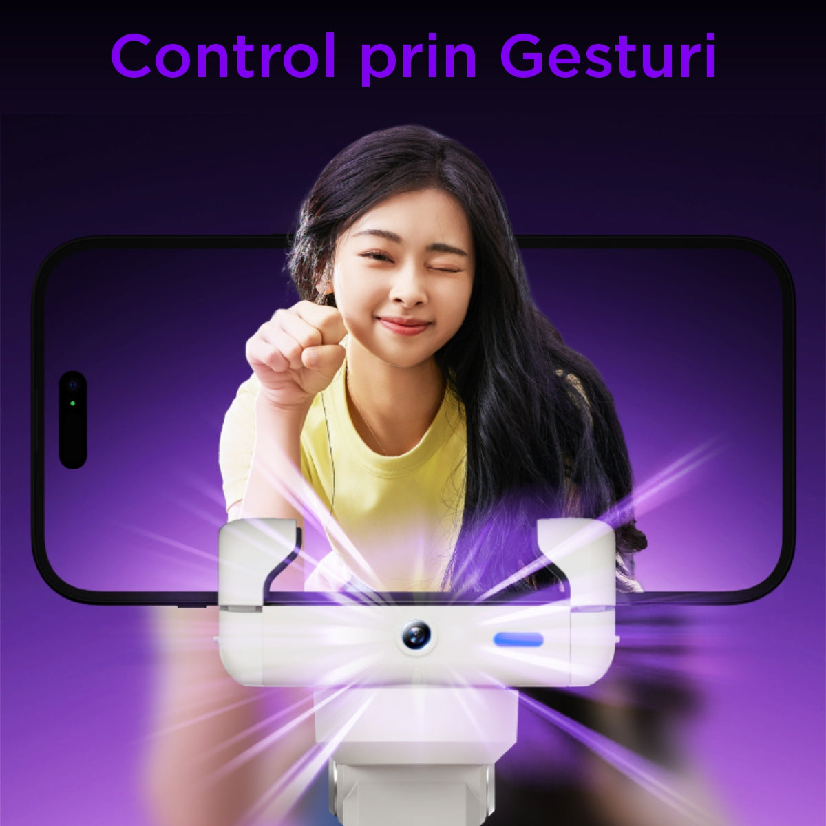 Gimbal Aochuan SMART M2 PRO, D6729, tip selfie-stick, Content Creator Edition, Negru Mat