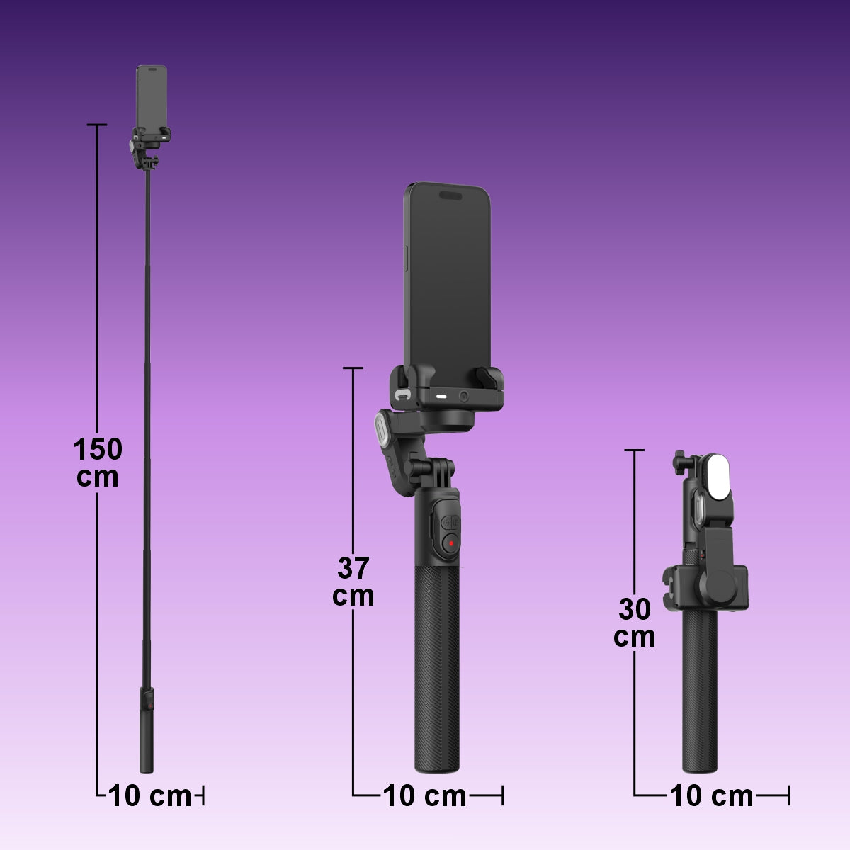 Gimbal Aochuan SMART M2 PRO, D6729, tip selfie-stick, Content Creator Edition, Negru Mat