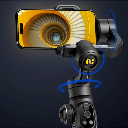 Gimbal Aochuan SMART S2, D6733, cu 3 axe, aplicatie dedicata, Content Creator Edition, Negru Mat