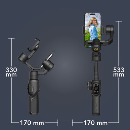 Gimbal Aochuan SMART S2, D6733, cu 3 axe, aplicatie dedicata, Content Creator Edition, Negru Mat