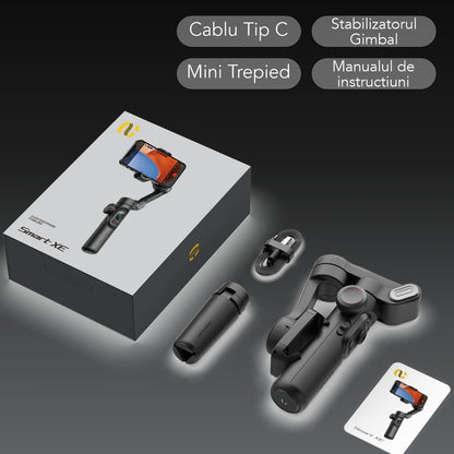 Gimbal Aochuan SMART XE, D6730, cu 3 axe, aplicatie dedicata, Content Creator Edition, Negru Mat