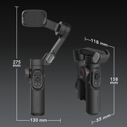 Pachet promo: Gimbal Aochuan SMART XE, D6730 +  D6736 Lumina RGB Aochuan cu placute magnetice, aplicatie dedicata, Content Creator Edition, Negru Mat