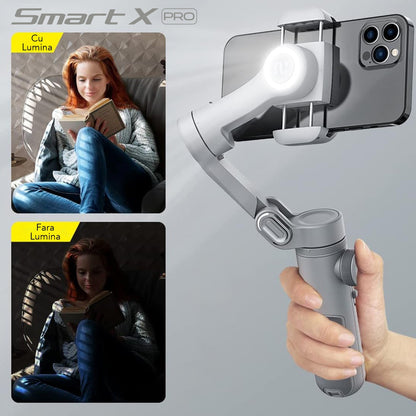 Gimbal Aochuan SMART X PRO-AI, D6732, cu 3 axe, baterie Inclusa, aplicatie dedicata, Content Creator Edition, Gri Mat