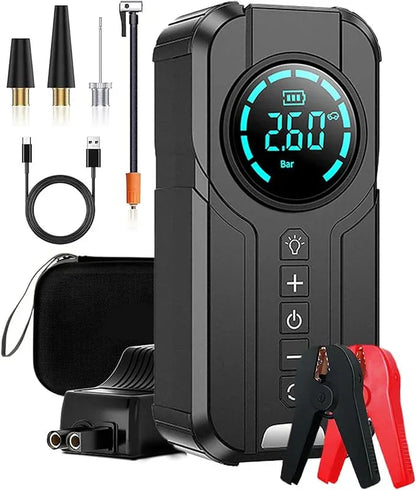Starter/Compresor Auto Portabil APF® 150PSI, Baterie 6000mAh, Afișaj Digital LED, Lumini SOS, Fără Fir, USB-C