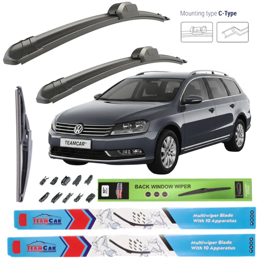 Ștergătoare Volkswagen Passat B7 Variant 365 (2010–2014) Flat | Set Complet – TeamCar®
