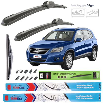 Ștergătoare Volkswagen Tiguan 5N1 (2007–2011) Flat | Set Complet – TeamCar®