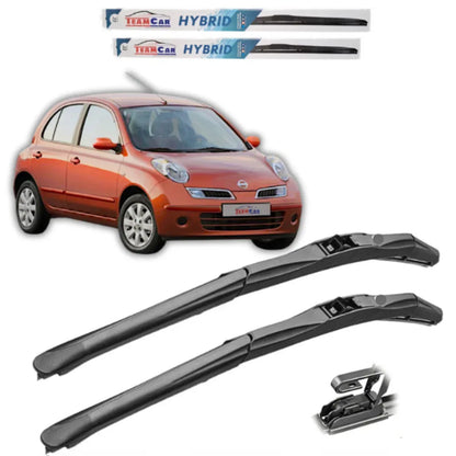 Ștergătoare Nissan Micra K12 (2005–2010) TeamCar® – Set față Hybrid - 221.ro