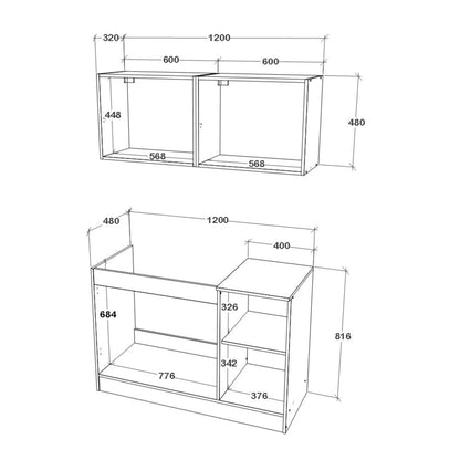 Bucatarie Taco, Alb, L 120 cm