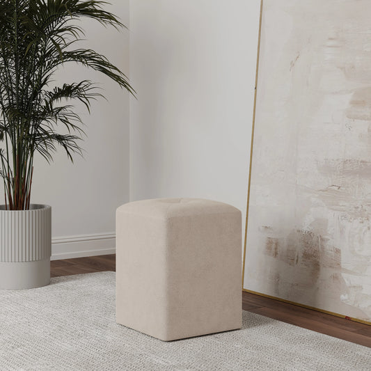 Taburet Tapitat haaus Talin, Crem, Stofa, L 35 x l 35 x H 45 cm