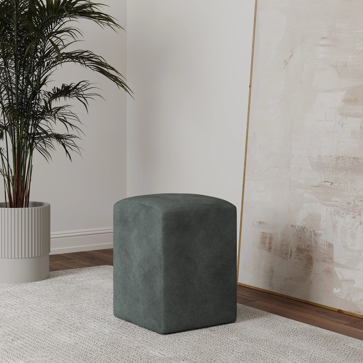 Taburet Tapitat haaus Talin, Menta, Stofa, L 35 x l 35 x H 45 cm