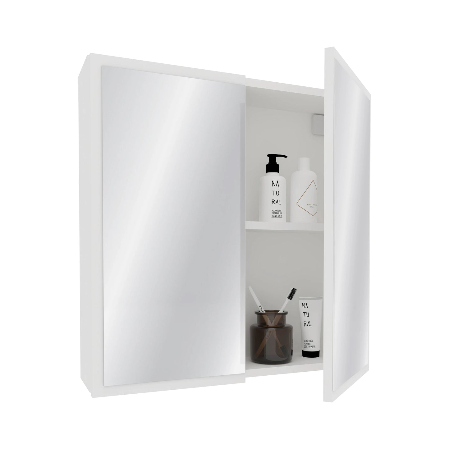 Corp Baie haaus Teno, Suspendat, Alb, cu oglinzi, 60 x 13 x 60 cm