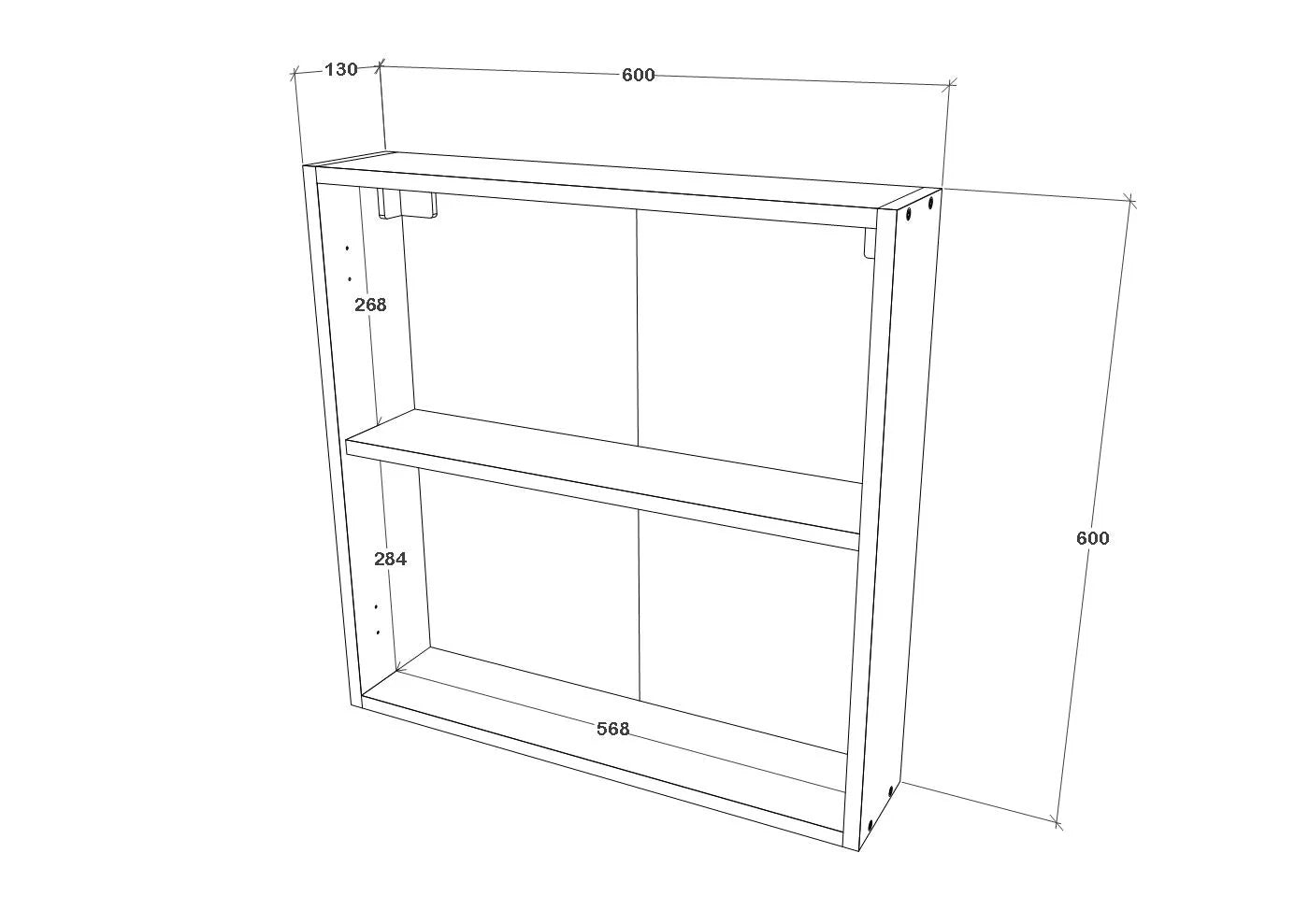 Corp Baie haaus Teno, Suspendat, Alb, cu oglinzi, 60 x 13 x 60 cm