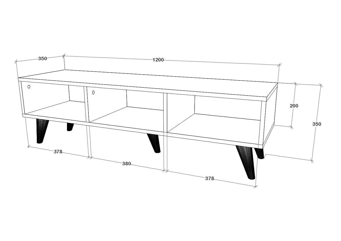 Comoda TV Tirro haaus V1, Negru, 120 x 35 x 35 cm