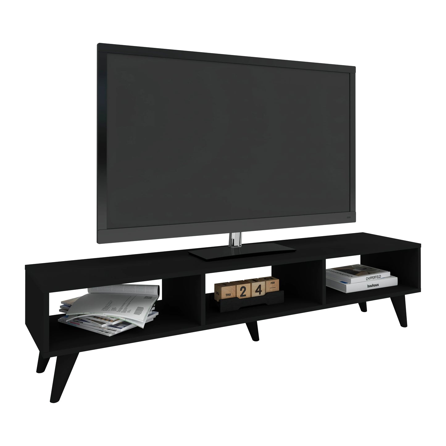 Comoda TV Tirro haaus V2, Negru, 150 x 35 x 35 cm