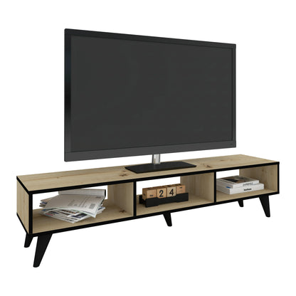 Comoda TV Tirro haaus V2, Stejar Artisan/Negru, 150 x 35 x 35 cm