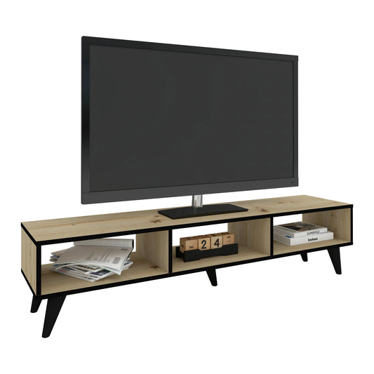 Comoda TV Tirro haaus V2, Stejar Artisan/Negru, 150 x 35 x 35 cm