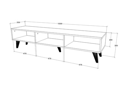 Comoda TV Tirro haaus V2, Stejar Artisan/Negru, 150 x 35 x 35 cm
