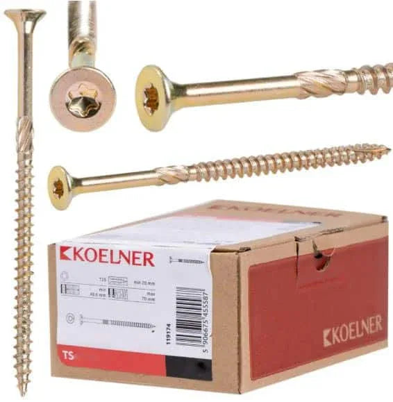 Set 100 suruburi dulgherie pentru lemn, 5x80mm KOELNER / TS-5080 - 221.ro