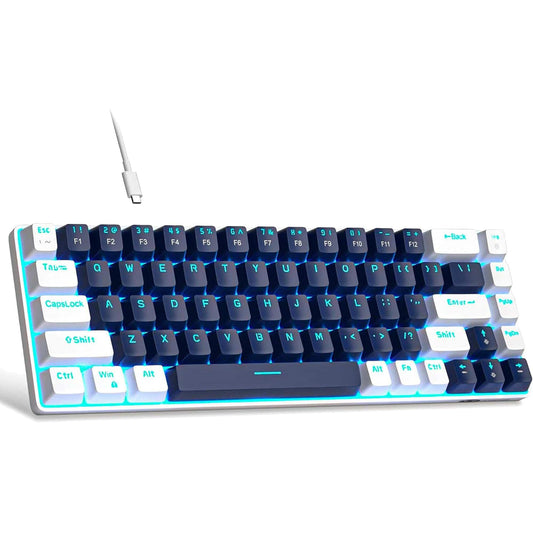 Tastatura Mecanica Gaming Timebox, 60%, Lumini LED, 68 taste, cu cablu Type-C, Blue Switch, Portabila, Albastru / Ab - 221.ro