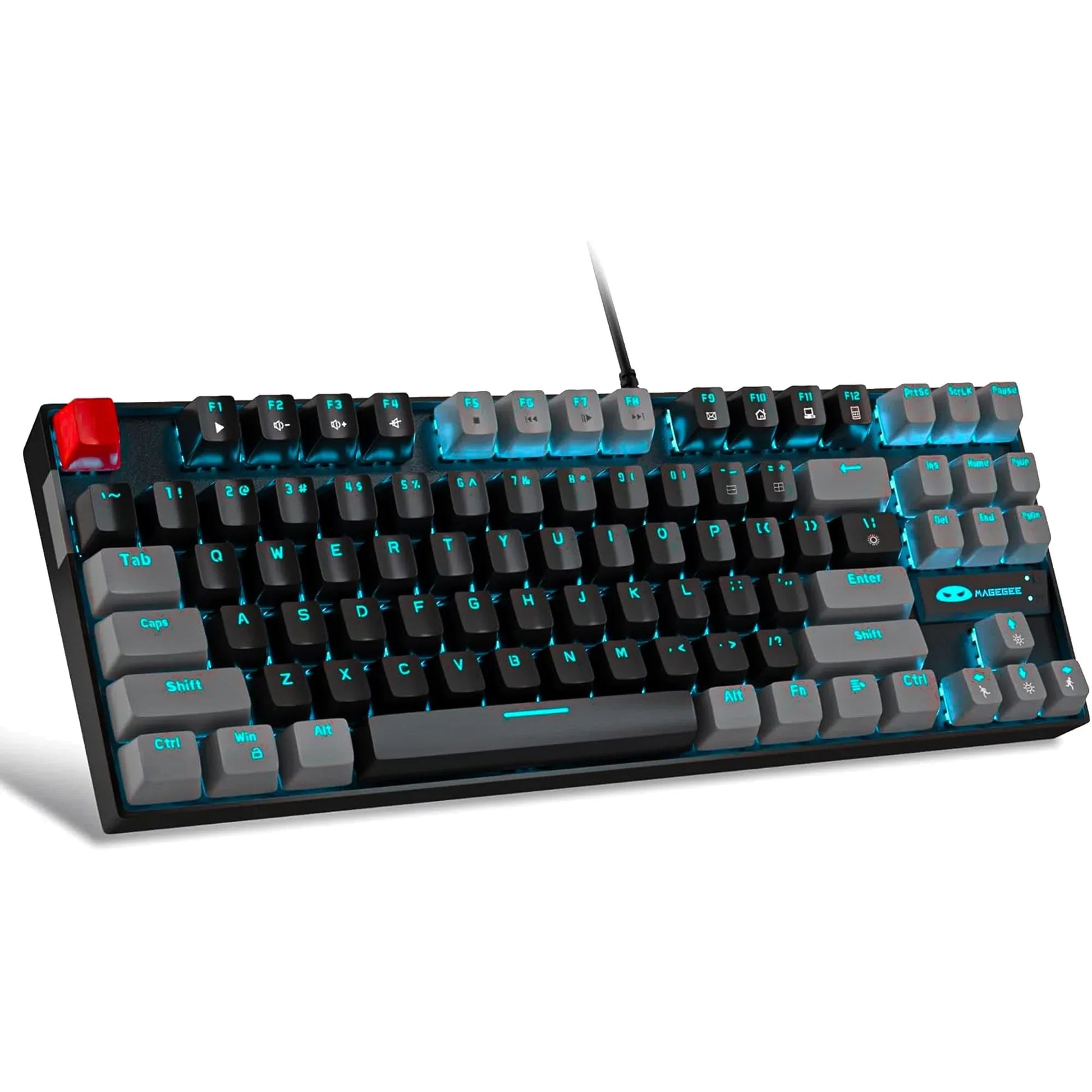 Tastatura Mecanica Gaming MageGee, 75%, iluminare LED, 87 taste TKL, cu fir, Red Switch, Negru / Gri - 221.ro