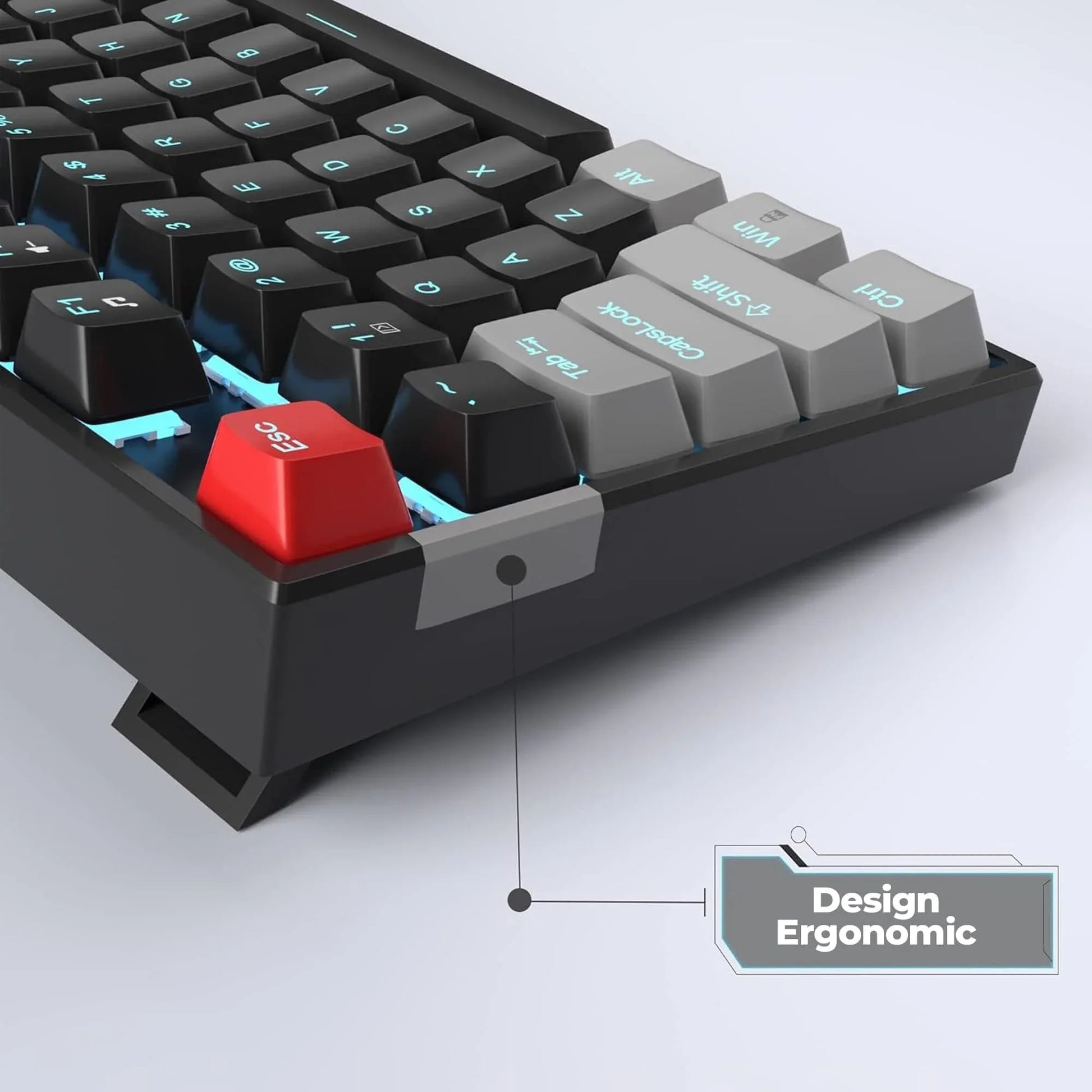 Tastatura Mecanica Gaming MageGee, 75%, iluminare LED, 87 taste TKL, cu fir, Red Switch, Negru / Gri - 221.ro