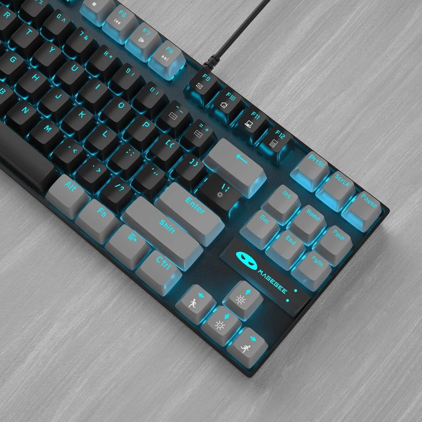 Tastatura Mecanica Gaming MageGee, 75%, iluminare LED, 87 taste TKL, cu fir, Red Switch, Negru / Gri - 221.ro