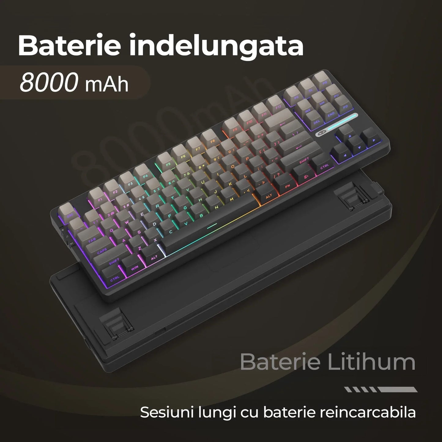Tastatura Mecanica Gaming Timebox, 80%, Hot-Swap, Wireless, Gasket, Silentioasa