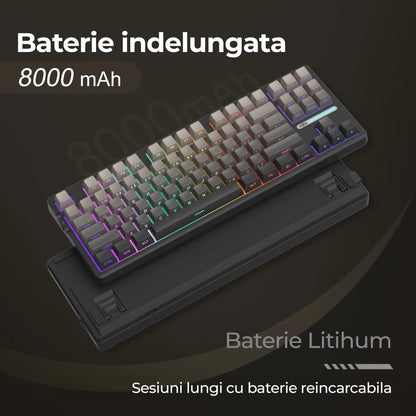 Tastatura Mecanica Gaming Timebox, 80%, Hot-Swap, Wireless, Gasket, Silentioasa