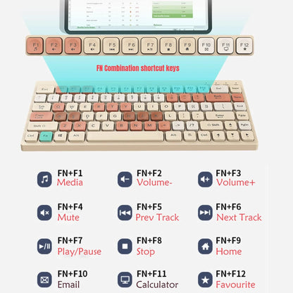 Tastatura Slim Low-Profile Timebox, Wireless, 2,4Ghz, Bluetooth, 84 taste subtiri, cablu Type-C, USB Reciver, Compatibil Windows, Telefon, Tableta, Alb Albastru - 221.ro