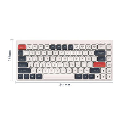 Tastatura Slim Low-Profile Timebox, Wireless, 2,4Ghz, Bluetooth, 84 taste subtiri, cablu Type-C, USB Reciver, Compatibil Windows, Telefon, Tableta, Alb Albastru - 221.ro