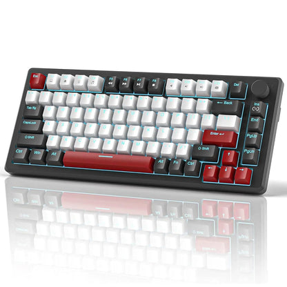 Tastatura Mecanica Gaming Timebox, 75%, Lumini LED, 83 taste, Control Rotativ Volum, cu cablu Type-C, Red Switch, Portabila, Negru - 221.ro