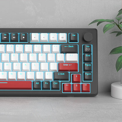Tastatura Mecanica Gaming Timebox, 75%, Lumini LED, 83 taste, Control Rotativ Volum, cu cablu Type-C, Red Switch, Portabila, Negru - 221.ro