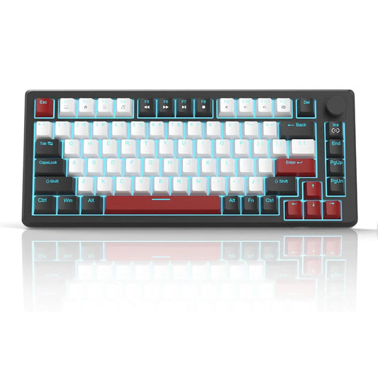 Tastatura Mecanica Gaming Timebox, 75%, Lumini LED, 83 taste, Control Rotativ Volum, cu cablu Type-C, Red Switch, Portabila, Negru - 221.ro