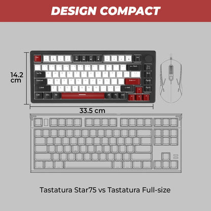 Tastatura Mecanica Gaming Timebox, 75%, Lumini LED, 83 taste, Control Rotativ Volum, cu cablu Type-C, Red Switch, Portabila, Negru - 221.ro