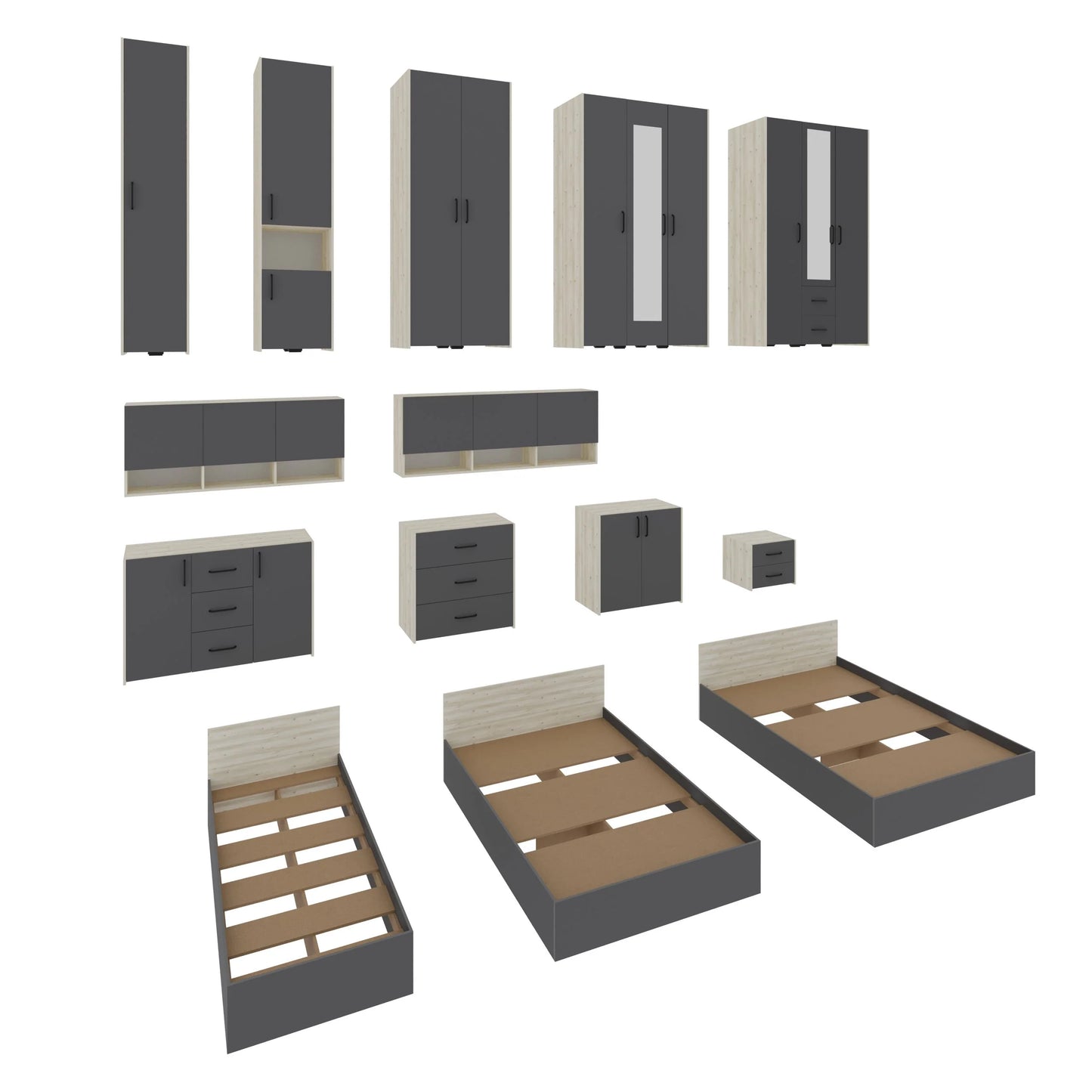 Dulap haaus Malmo, 2 Usi, cu polite, Stejar Alb/Antracit, 81 x 52 x 200 cm
