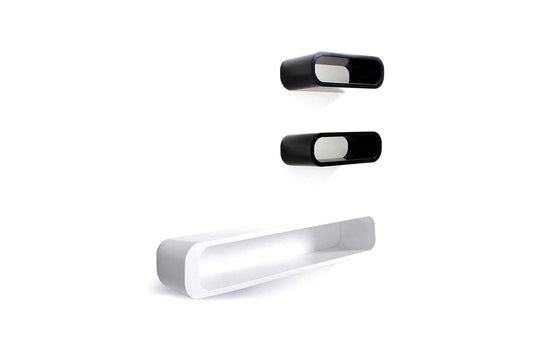 Resigilat: Set 3 rafturi, Naimeed RD1218, culoare Alb/Negru, 95/39.5 x 18,5/13.5 x 16 cm