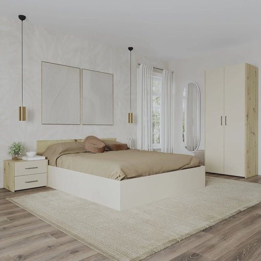 Set dormitor haaus Malmo V1, Pat 200 x 160 cm, Stejar Artisan/Argila