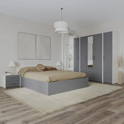 Set dormitor haaus Malmo V10, Pat 200 x 140 cm, Stejar Alb/Antracit