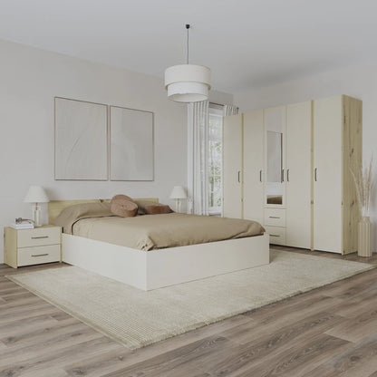 Set dormitor haaus Malmo V10, Pat 200 x 160 cm, Stejar Artisan/Argila