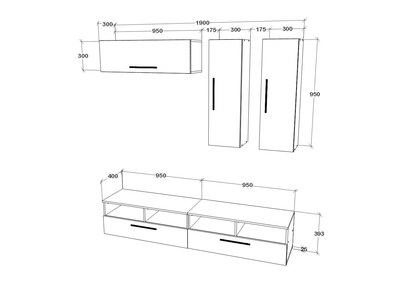 Living Kos haaus V10, Antracit/Stejar Artisan, L 190 cm