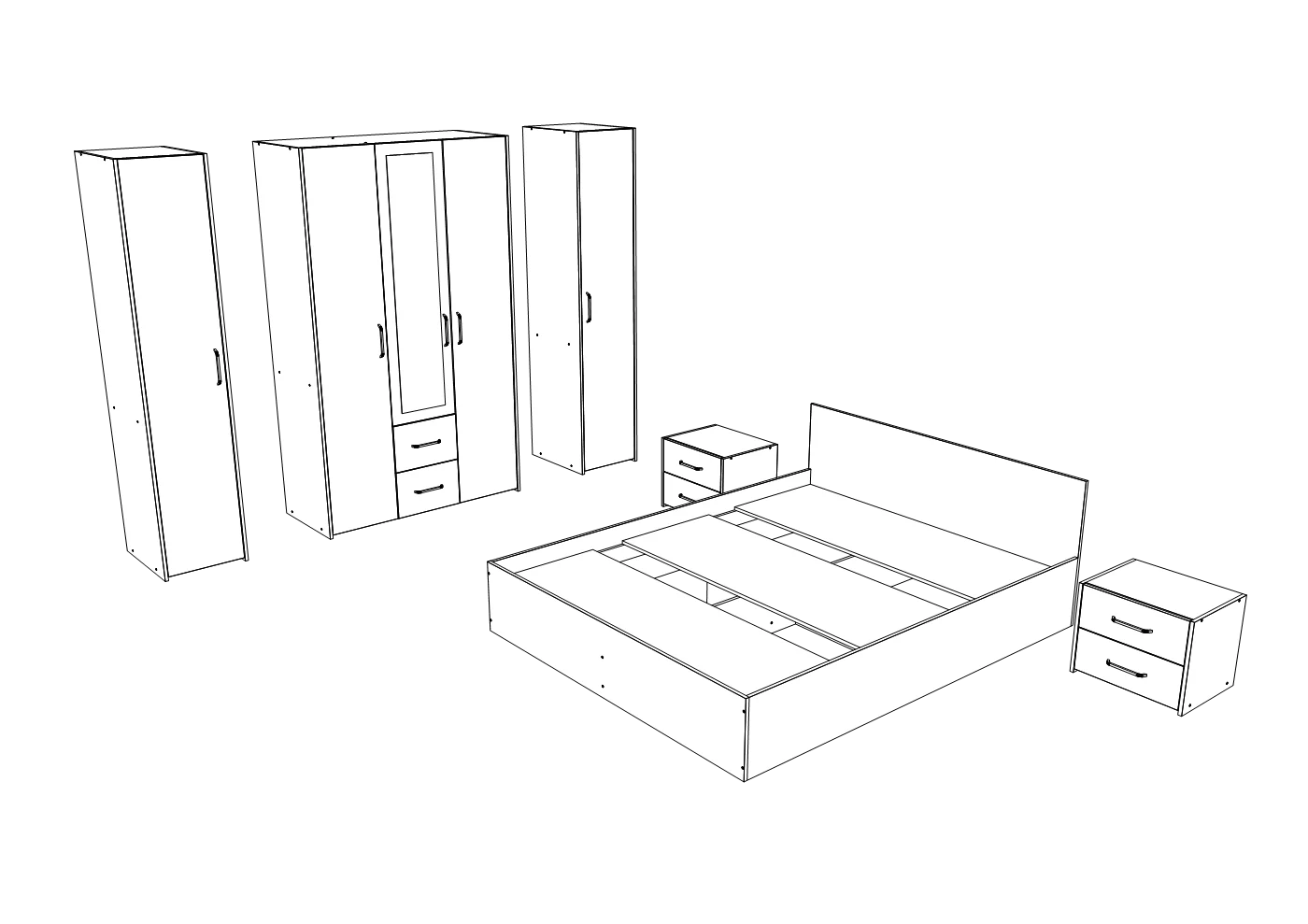 Set dormitor haaus Malmo V10, Pat 200 x 160 cm, Stejar Artisan/Argila