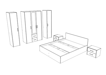 Set dormitor haaus Malmo V10, Pat 200 x 160 cm, Stejar Artisan/Argila