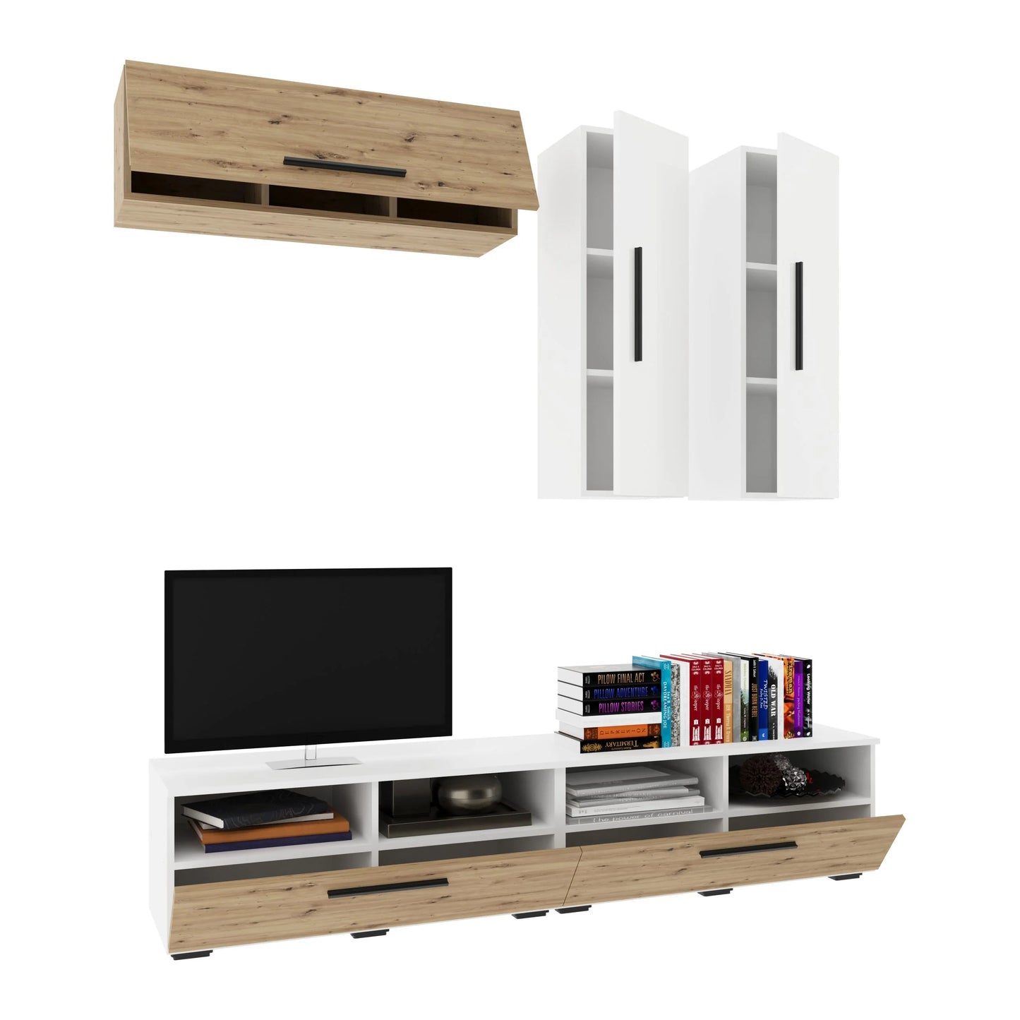 Living Kos haaus V10, Alb/Stejar Artisan, L 190 cm