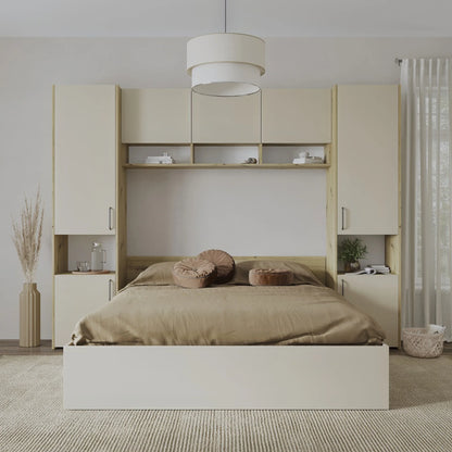 Set dormitor haaus Malmo V11, Pat 200 x 140 cm, Stejar Artisan/Argila
