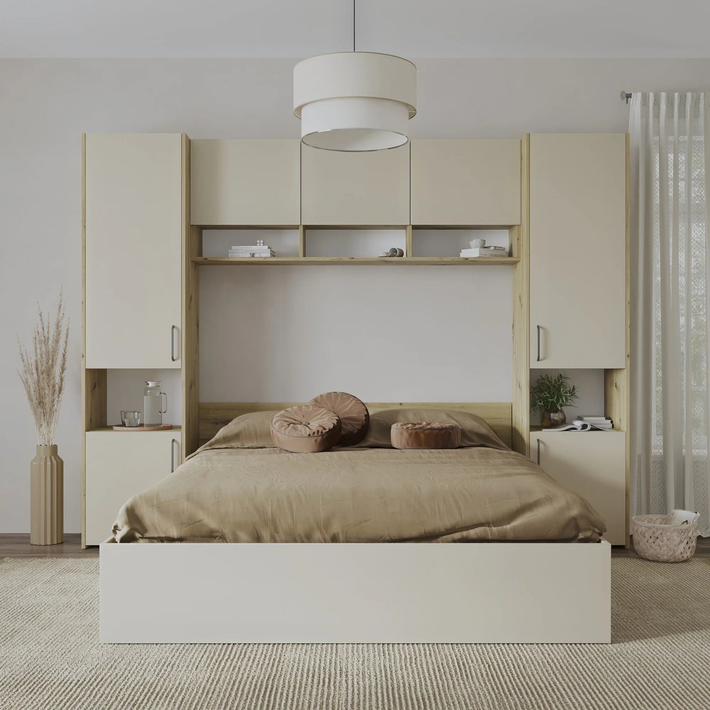 Set dormitor haaus Malmo V11, Pat 200 x 160 cm, Stejar Artisan/Argila