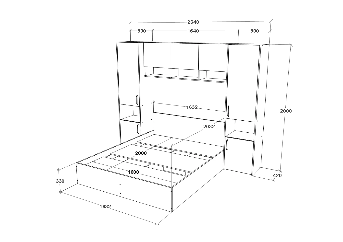 Set dormitor haaus Malmo V11, Pat 200 x 160 cm, Stejar Artisan/Argila