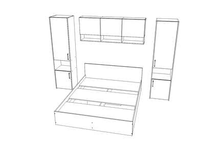 Set dormitor haaus Malmo V11, Pat 200 x 140 cm, Stejar Alb/Antracit