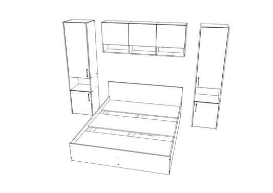 Set dormitor haaus Malmo V11, Pat 200 x 160 cm, Stejar Artisan/Argila