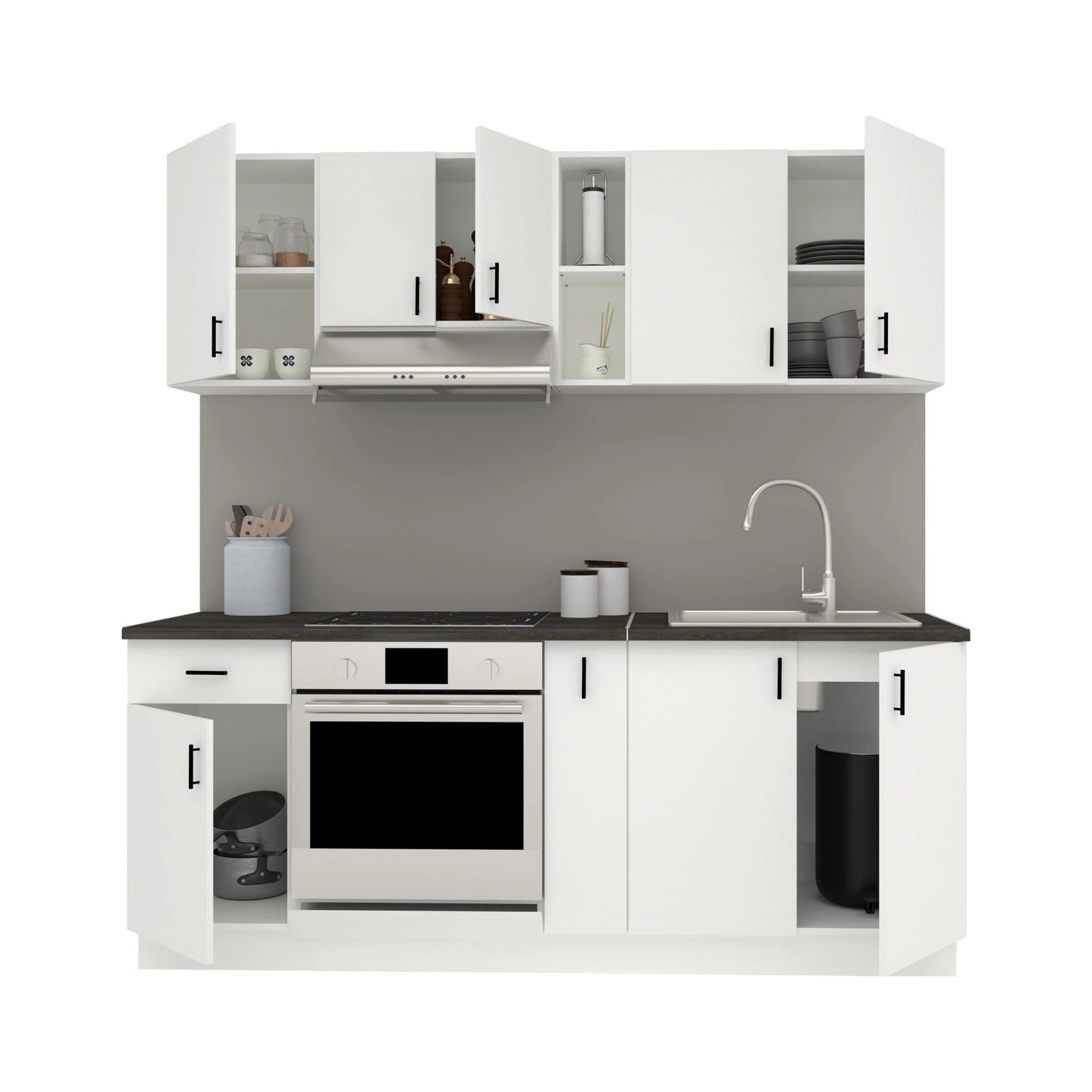 Set Bucatarie haaus Karo V11, Alb, Blat Thermo 28 mm, L 200 cm